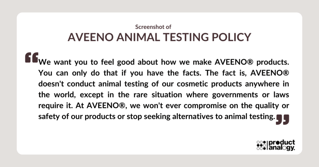 Aveeno Animal Testing Policy - Product Analogy