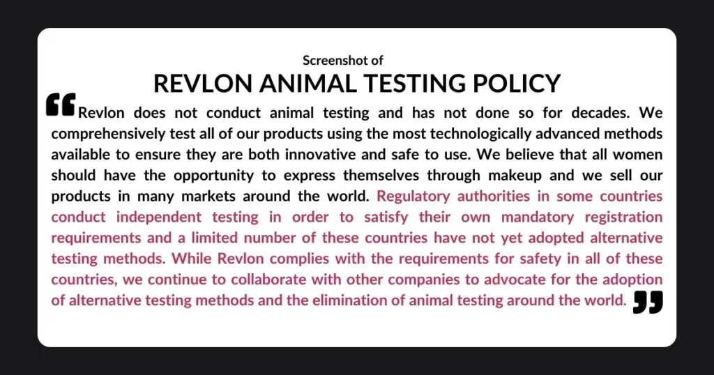 Does Revlon Test on Animals? The Truth Behind Animal Testing Policy 2 Revlon official statement from their website about the animal testing policy