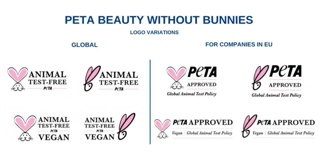 Does Dove Test on Animals? 2 PETA beauty without bunnies logo and its different variations for both EU and NOn-EU companies