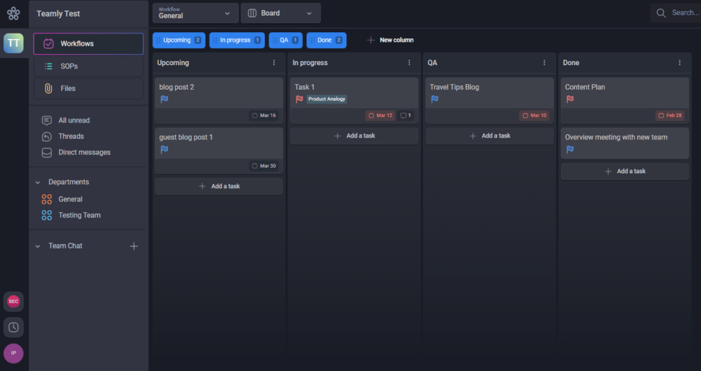 Teamly: The Ultimate Solution for Remote Project Management Success 2 Teamly remote project management workflow screen view